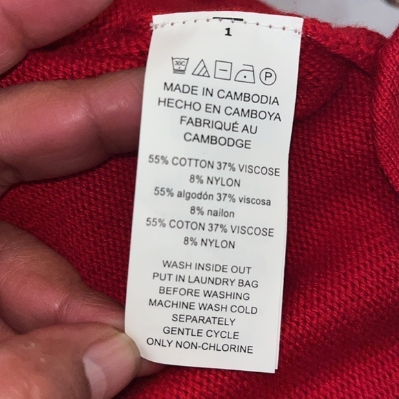 Michael Kors Red Long Sleeve Sweater Womens Zip Up Back Cotton Blend Top Large - Picture 8 of 8